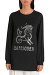 Alberta Ferretti Love Me Starlight Capricorn Embellished Organic Cotton-jersey Sweatshirt In Nero