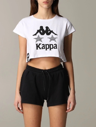 Kappa Logo Print Crop Top In White
