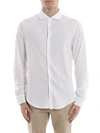 Fedeli Cutaway-collar Cotton Shirt In White