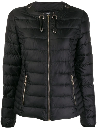 Liu •jo Drawstring-neck Quilted Jacket In Black