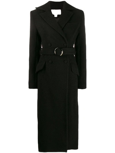 Materiel Belted Double-breasted Coat In Black
