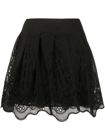 Alberta Ferretti Broderie Anglaise Mini Dress In Black