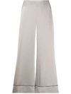 Blanca Vita Wide Leg Contrast Trim Pants In Grey