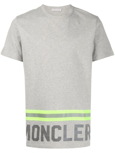 Moncler High Vis Logo Print T-shirt In Grey