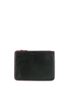 Comme Des Garçons Contrast Stitch Trim Zipped Wallet In Black