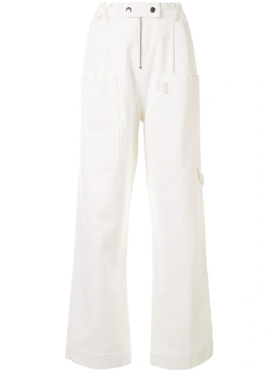 Sea Mara High-rise Cotton-twill Trousers In White