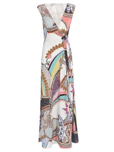 Etro V-neck Printed Long Dress In Fantasia
