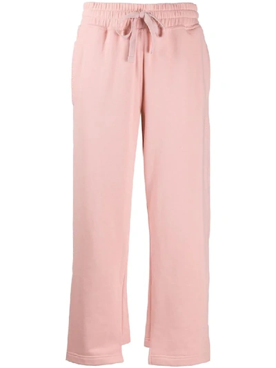 Adidas By Stella Mccartney Asymmetric-hem Cropped Track Trousers In Pink