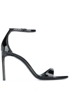 Saint Laurent Bea 90 Black Patent Leather Sandals In Black