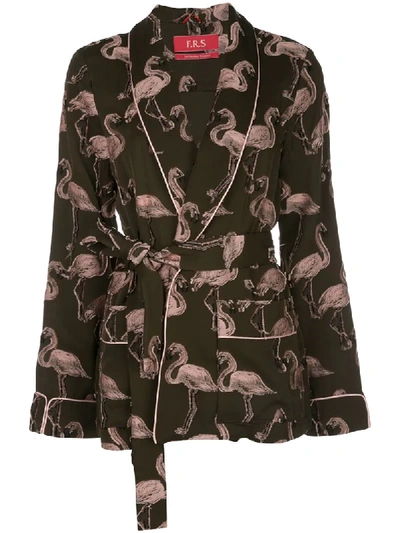 F.r.s For Restless Sleepers Flamingo-jacquard Smoking Jacket In Brown