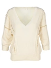 CHLOÉ CHLOE LACE-TRIMMED KNITTED SWEATER,11314907