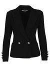 Alessandra Rich Embellished Double-breasted Textured Jacket In Black