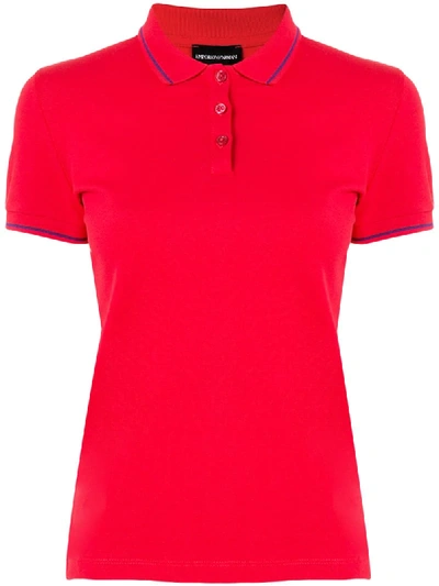 Emporio Armani Piqué Polo Shirt In Red