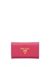 Prada Logo-plaque Keychain Wallet In Pink