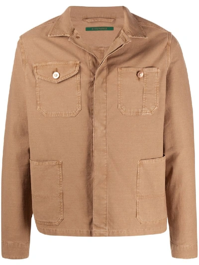 Hand Picked Front-pocket Shirt Jacket In Brown