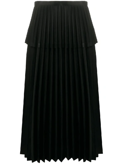 Comme Des Garçons Pleated Tiered Skirt In Black