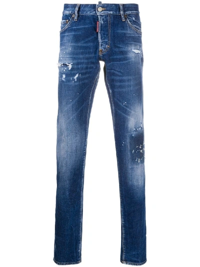 Dsquared2 Distressed Skinny Jeans In Blue