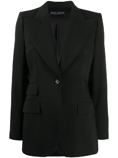 Dolce & Gabbana Stretch Wool Single Breasted Blazer In Black