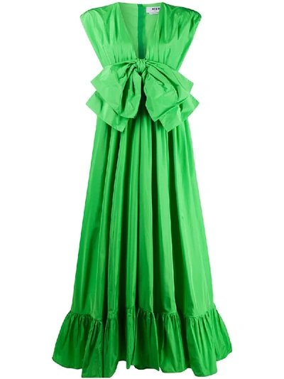 Msgm Bow Front Dress In Green