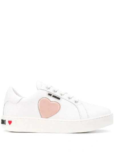 Love Moschino Heart Patch Low Top Trainers In White
