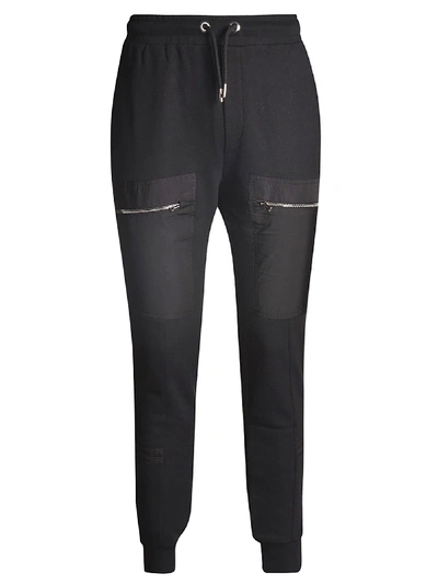 Les Hommes Contrasting Pocket Track Trousers In Black