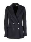 Fay Double-breasted Jacket In Blue Stretch Viscose