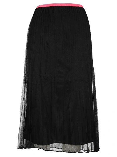 Helmut Lang Pleated Pull-on Skirt In Black/neon Pink / Za8