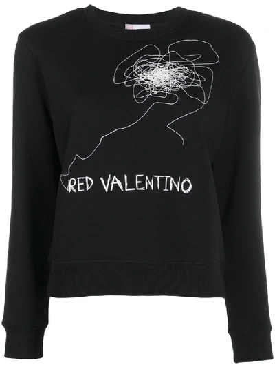 Red Valentino Sweatshirt Mit Print In Black