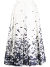 ERDEM ELENA FLORAL GRAPHIC PRINT MIDI SKIRT