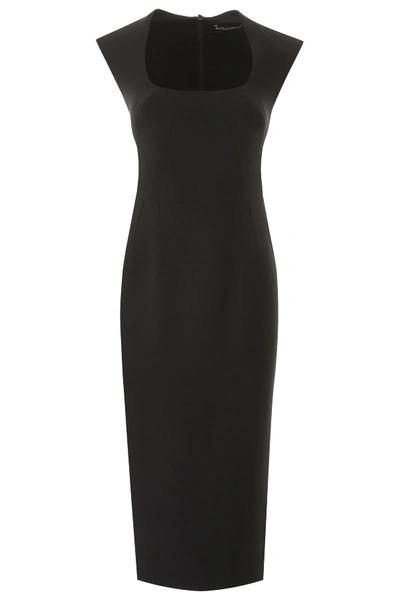Dolce & Gabbana Square-neck Tailored Midi Dress In Black