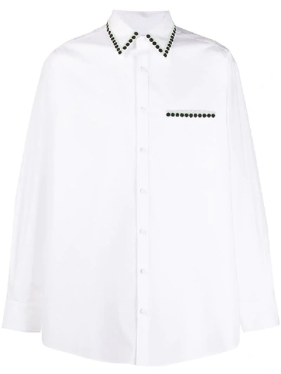 Valentino Embroidered Detailing Oversized Shirt In 001 Bianco