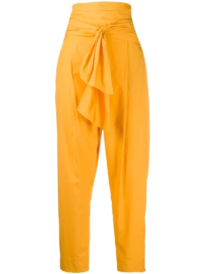 Dorothee Schumacher Tie Waist Cropped Trousers In Yellow