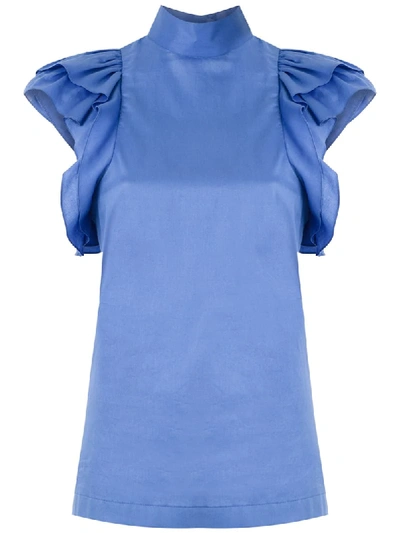 Reinaldo Lourenço Funnel Neck Blouse In Blue