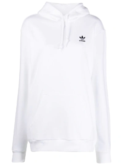 Adidas Originals Logo Embroidered Hoodie In White