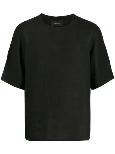Costumein Crew Neck Linen T-shirt In Black