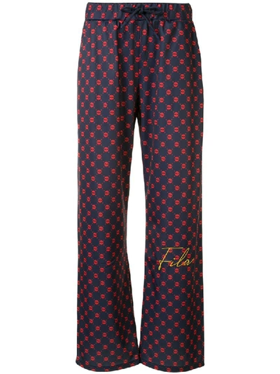 Fila Logo-print Wide-leg Trousers In Blue