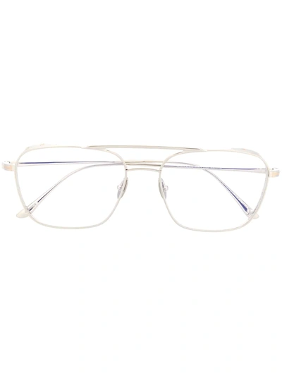 Tom Ford Double-bridge Pilot-frame Glasses In Metallic