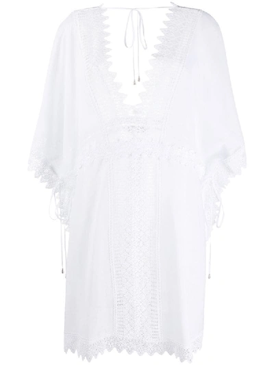 Charo Ruiz Embroidered Short-sleeve Dress In White