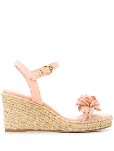 Stuart Weitzman Espadrille-sandalen Mit Blumenapplikation In Pink