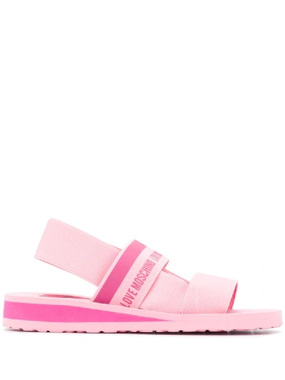 Love Moschino Flat Slingback Sandals In Pink