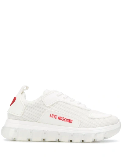 Love Moschino Logo Print Low Top Trainers In White