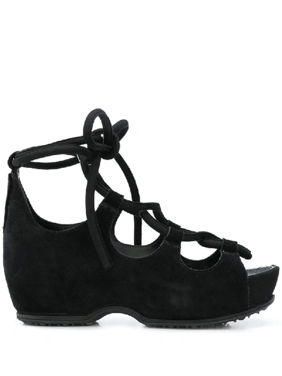 Rosetta Getty Lace-up Sandals In Black