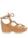 Rosetta Getty Lace-up Sandals In Brown