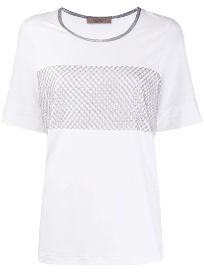 D-exterior Metallic Embroidered T-shirt In White