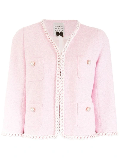 Edward Achour Paris Embellished Tweed Jacket In Pink