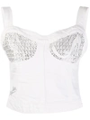 Saks Potts Studded Bustier-style Cropped Top In White