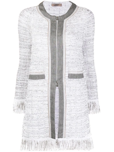 D-exterior Frayed Tweed Jacket In Grey