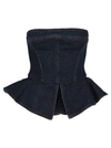 Philosophy Di Lorenzo Serafini Philosophy Denim Bustier Top In Dark Blue