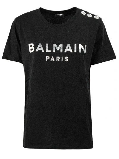 Balmain Short Sleeve T-shirt In Black/silver