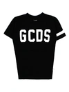 GCDS BLACK COTTON T-SHIRT,11235990